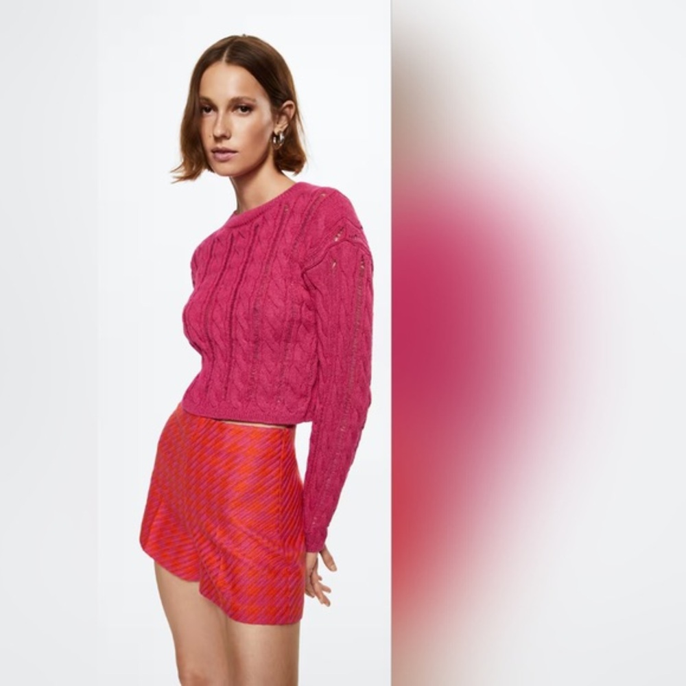 Mango-Openwork cropped sweater